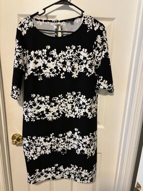 Banana Republic Black and White Floral Midi Dress